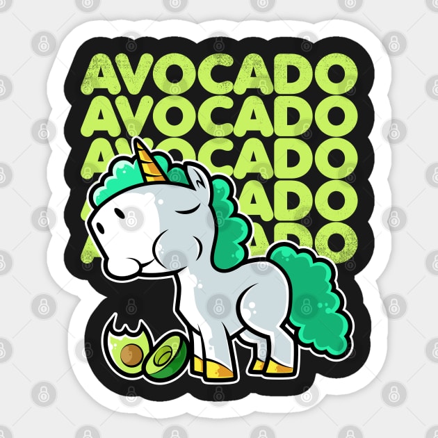Cute Unicorn Eating Avocado Kawaii Neko Anime design Sticker by theodoros20